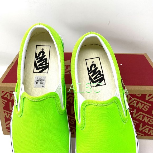VANS Classic Slip-On Low Top Neon Green Shoes Womens Canvas Size 6.5 VN0A4U38WT5 - Picture 4 of 9